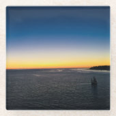 Segeln vom Harbour Blue Yellow Sunset Foto Glasuntersetzer (Vorderseite)