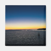 Segeln vom Harbour Yellow Blue Sunset Foto Magnet (Vorne)