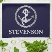 Segeln von Nautical Rope und Anchor Familienname Geschirrtuch (Gefaltet)