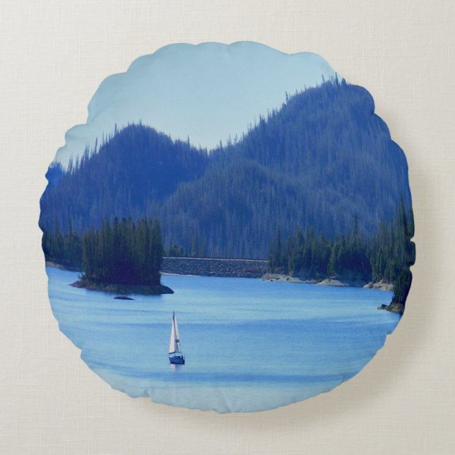 Segeln weg...... rundes kissen (Vorderseite)