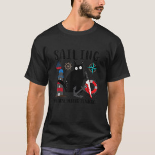 Segeln, weil Mord ist falsch lustige schwarze Katz T-Shirt
