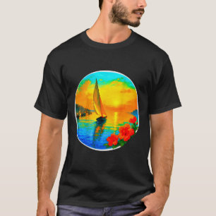 Segelnautik-Bootsliebhaber-Tee-Sonnenuntergangs-Kr T-Shirt