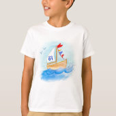 Segelnboots-Kunstnamenzahl auf Segel-T - Shirt (Vorderseite)