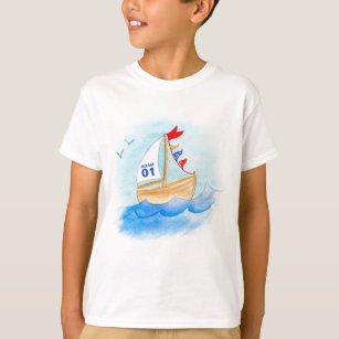 Segelnboots-Kunstnamenzahl auf Segel-T - Shirt
