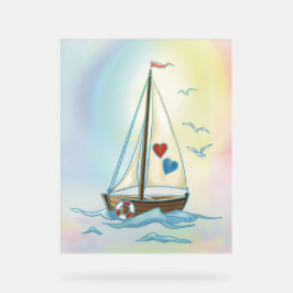 Segelnde Herzen – Minimalistisches Boot mit Liebes Acrylschild
