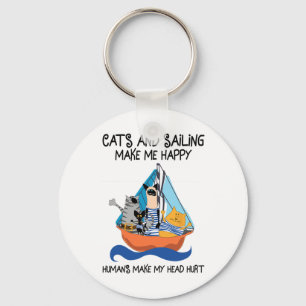 Segelnde Katzen machen mich glücklich, Segelboot A Schlüsselanhänger