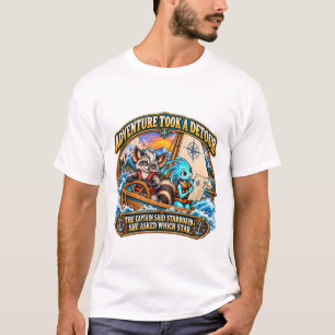 Segelnder Waschbär und außerirdische nautische Abe T-Shirt