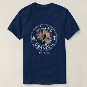 Segelndes Opa Jahr Gegründet Navy Blau Foto T-Shirt