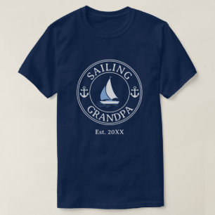 Segelndes Opa Jahr Gegründet Weißer Text T-Shirt