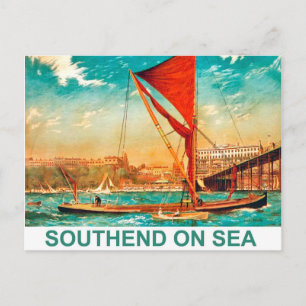 Segelschiff an der Küste von Southend on Sea, Vint Postkarte