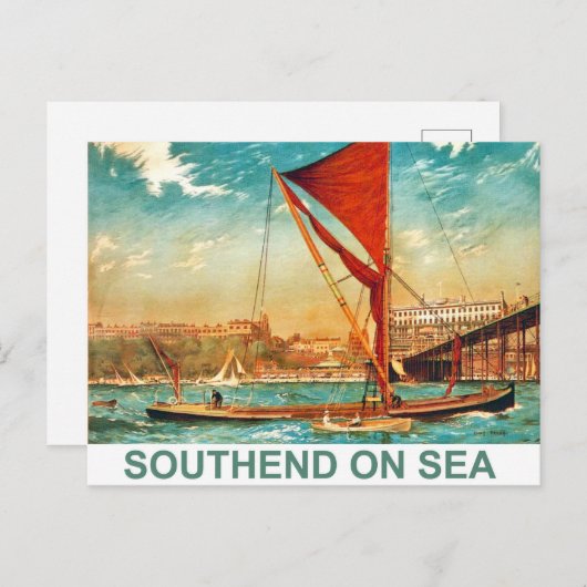 Segelschiff an der Südküste, Vintag Postkarte (Vorne/Hinten)