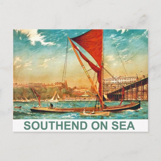 Segelschiff an der Südküste, Vintag Postkarte (Vorderseite)