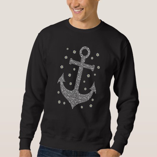 Segelschiff Anchor Blume Fischen Hauptschiff Seefa Sweatshirt (Vorderseite)