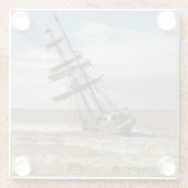 SEGELSCHIFF AUF DEM STRAND GLASUNTERSETZER (Rückseite)