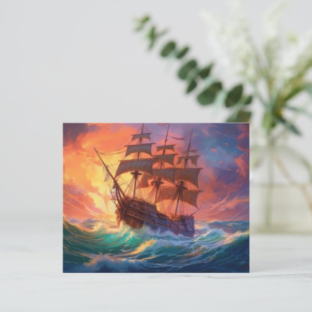 Segelschiff auf einem Sturmmeer (Stehend Vorderseite)