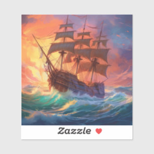 Segelschiff auf einem Sturmmeer Aufkleber