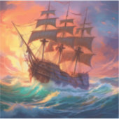 Segelschiff auf einem Sturmmeer Aufkleber (Vorderseite)