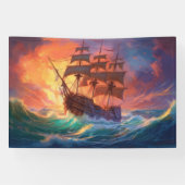 Segelschiff auf einem Sturmmeer Banner (Horizontal)