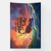 Segelschiff auf einem Sturmmeer Banner (Vertikal)