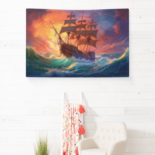 Segelschiff auf einem Sturmmeer Banner (InSitu)