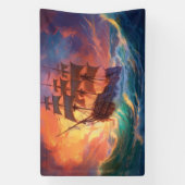 Segelschiff auf einem Sturmmeer Banner (Vertikal)