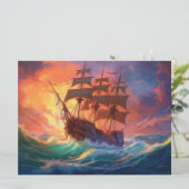 Segelschiff auf einem Sturmmeer Feiertagskarte (Stehend Vorderseite)