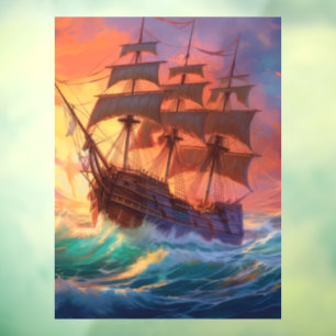 Segelschiff auf einem Sturmmeer Fensteraufkleber