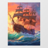 Segelschiff auf einem Sturmmeer Fensteraufkleber (Blatt)