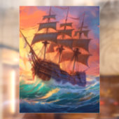 Segelschiff auf einem Sturmmeer Fensteraufkleber (Blatt 2)