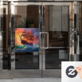 Segelschiff auf einem Sturmmeer Fensteraufkleber (Büro Tür)