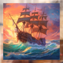 Segelschiff auf einem Sturmmeer Fensteraufkleber