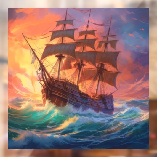 Segelschiff auf einem Sturmmeer Fensteraufkleber (Blatt 2)