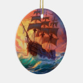 Segelschiff auf einem Sturmmeer Keramik Ornament (Rechts)