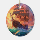 Segelschiff auf einem Sturmmeer Keramik Ornament (Links)