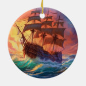 Segelschiff auf einem Sturmmeer Keramik Ornament (Hinten)