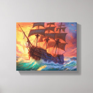 Segelschiff auf einem Sturmmeer Leinwanddruck