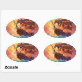 Segelschiff auf einem Sturmmeer Ovaler Aufkleber (Blatt)