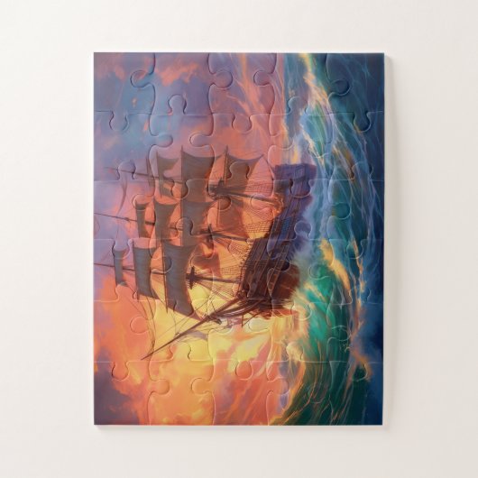 Segelschiff auf einem Sturmmeer Puzzle (Vertikal)