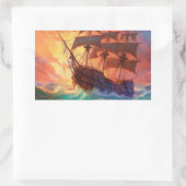 Segelschiff auf einem Sturmmeer Rechteckiger Aufkleber (Tasche)