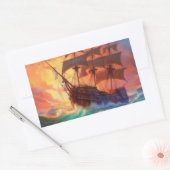 Segelschiff auf einem Sturmmeer Rechteckiger Aufkleber (Umschlag)