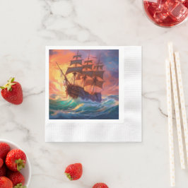 Segelschiff auf einem Sturmmeer Serviette