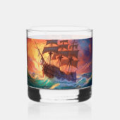 Segelschiff auf einem Sturmmeer Whiskyglas (Vorderseite)