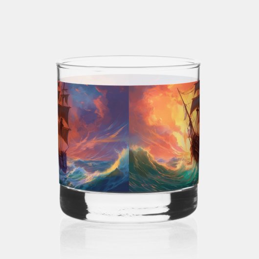 Segelschiff auf einem Sturmmeer Whiskyglas (Links)
