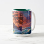 Segelschiff auf einem Sturmmeer Zweifarbige Tasse (VorderseiteRechts)