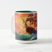 Segelschiff auf einem Sturmmeer Zweifarbige Tasse (Vorderseite Links)