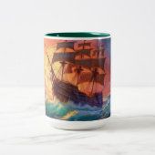 Segelschiff auf einem Sturmmeer Zweifarbige Tasse (Mittel)