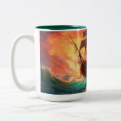 Segelschiff auf einem Sturmmeer Zweifarbige Tasse (Links)