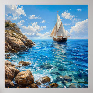 Segelschiff auf hoher See Poster