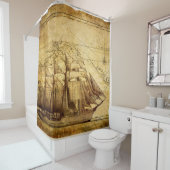 Segelschiff auf Pergament Duschvorhang (Beispiel)