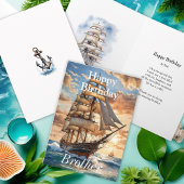 Segelschiff bei Dawn Happy Birthday Brother Karte